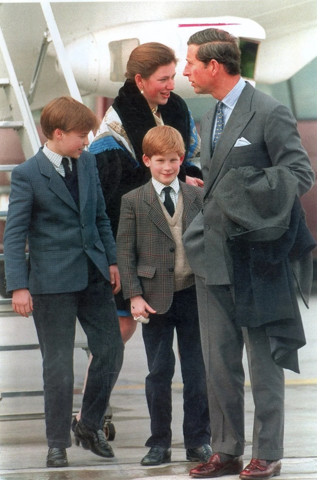 Prince Charles, Princes William and Harry, and Tiggy Legge-Bourke arriving at Zurich Airport.