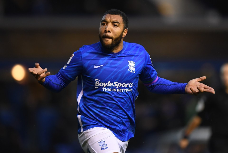Troy Deeney of Birmingham City celebrating a goal.