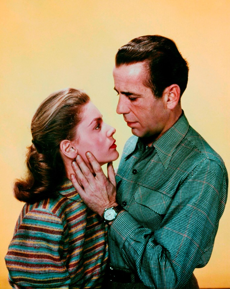 Lauren Bacall and Humphrey Bogart in a portrait.