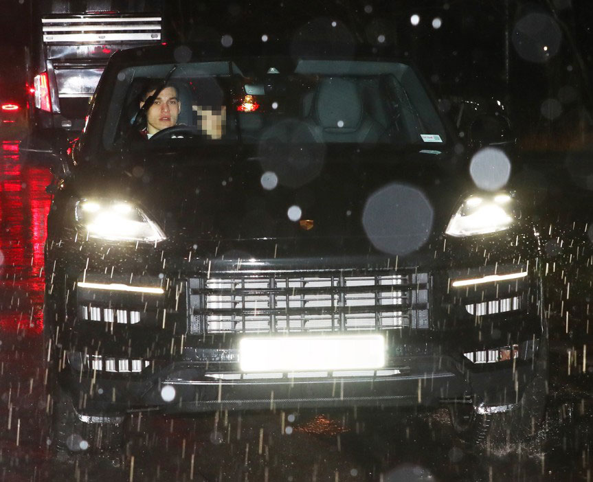 Manuel Ugarte in a car after a Manchester United match.