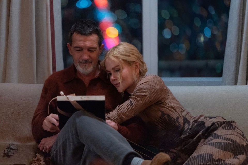 Antonio Banderas and Nicole Kidman in a film still from *Babygirl*.
