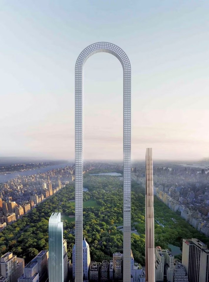 Architects' concept of the world's longest skyscraper in New York City.
