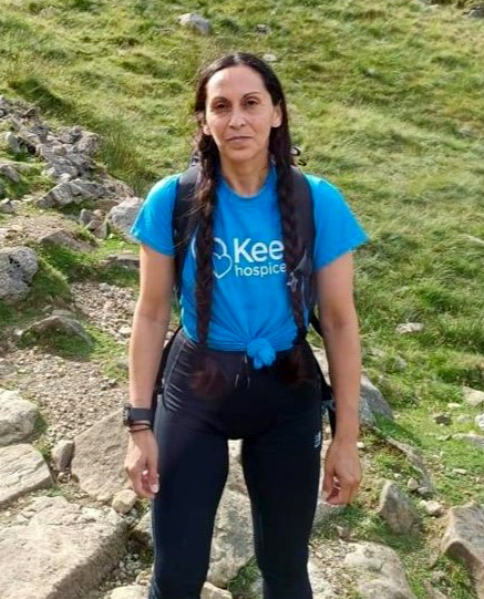 Juliana Prosper wearing a Kee Hospice t-shirt.