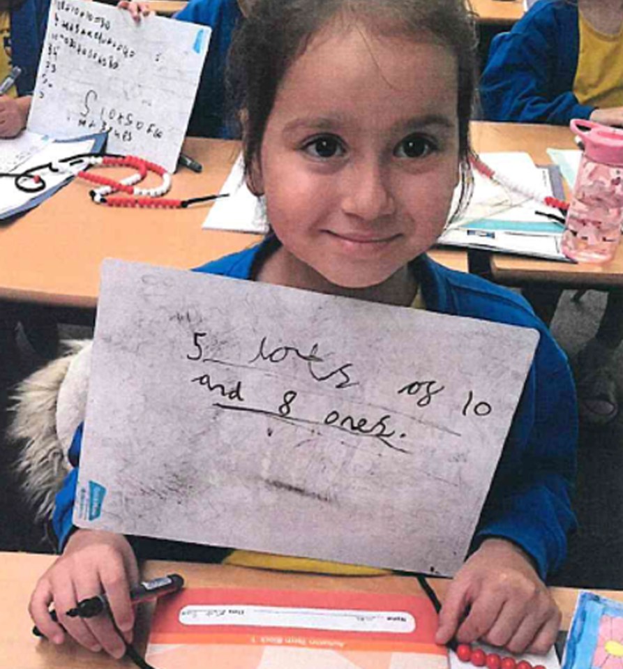 Sara Sharif, 10, at school.