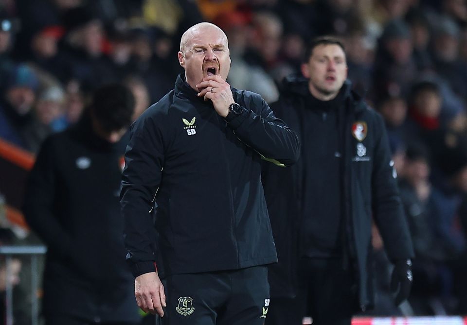 Sean Dyche, Everton manager, reacts during a Premier League match.