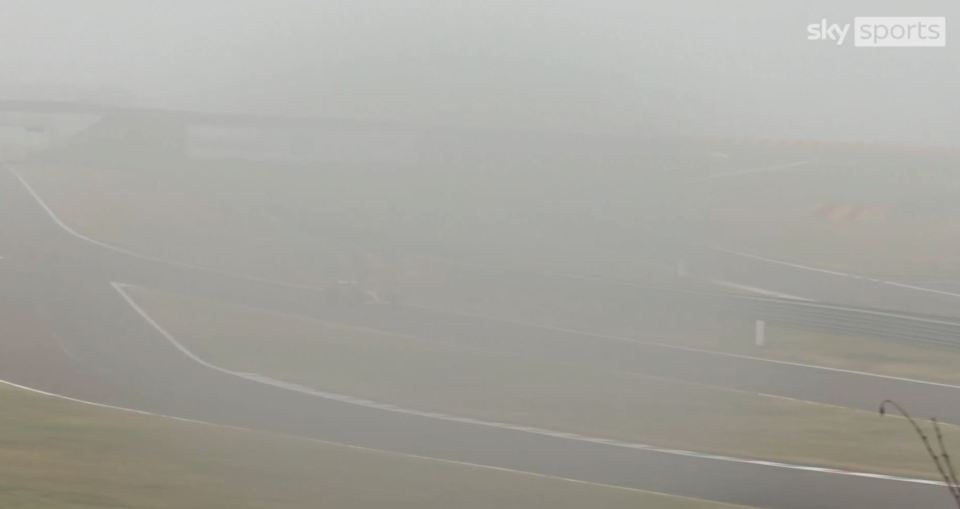 F1 testing in heavy fog.
