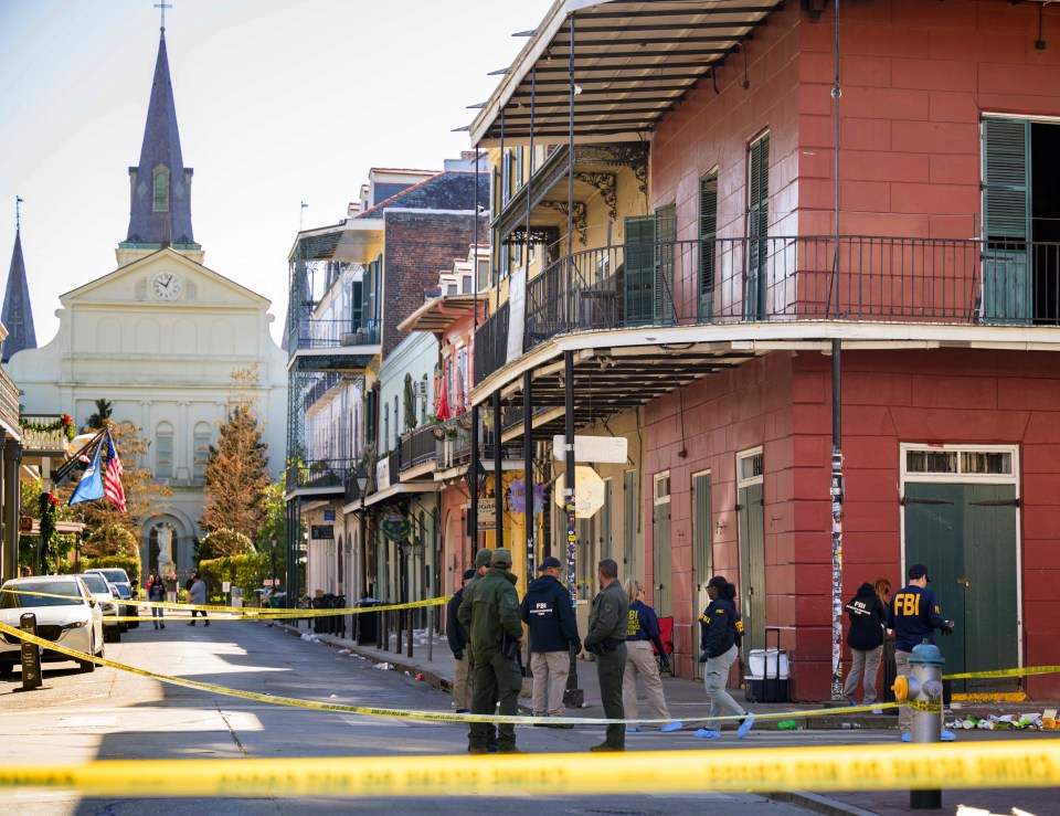 FBI agents investigating a crime scene in New Orleans.