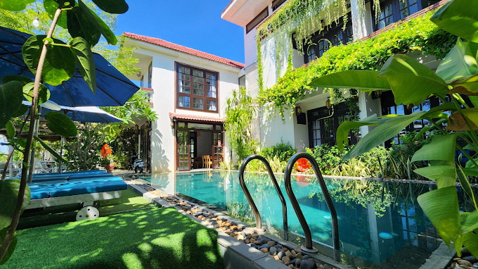 Swimming pool at a tropical villa.