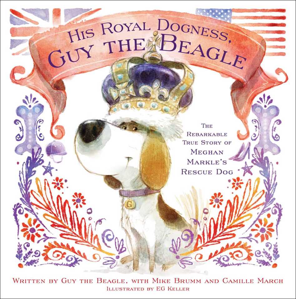 Book cover: Guy the Beagle, Meghan Markle's rescue dog, in a crown; "His Royal Dogness" by Guy the Beagle.