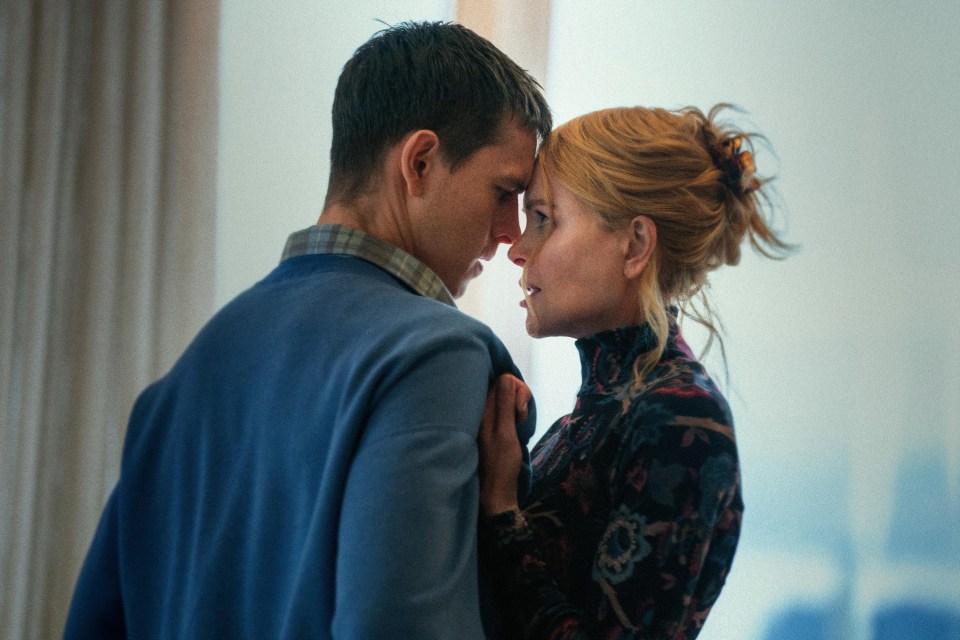 Harris Dickinson and Nicole Kidman in a still from the film *Babygirl*.