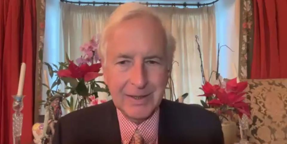 Hugo Vickers in a video call.