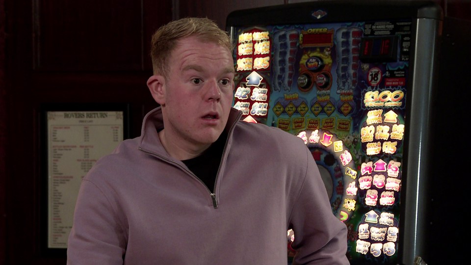 Craig Tinker from Coronation Street looks worried.