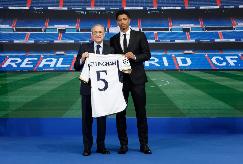 Jude Bellingham's Real Madrid jersey presentation.