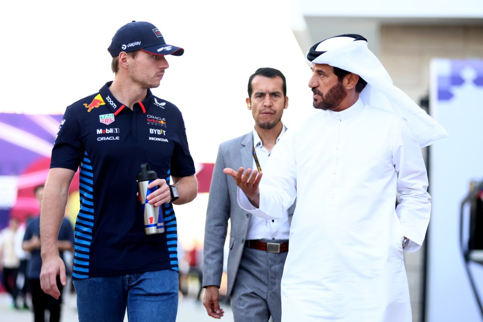 Max Verstappen in conversation with Mohammed ben Sulayem.