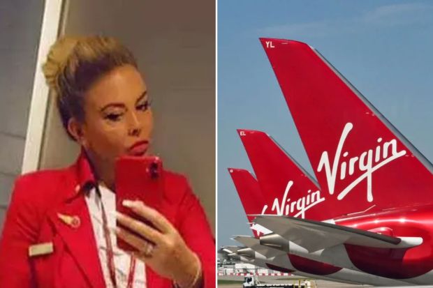 Virgin Atlantic flight attendant and Virgin Atlantic airplanes.
