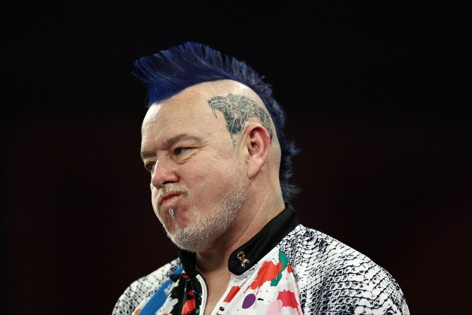 Peter Wright of Scotland at the 2024/25 Paddy Power World Darts Championship.