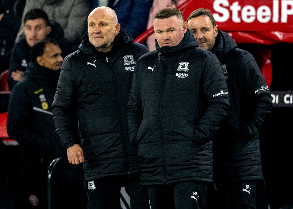 Wayne Rooney and Plymouth Argyle coaching staff.