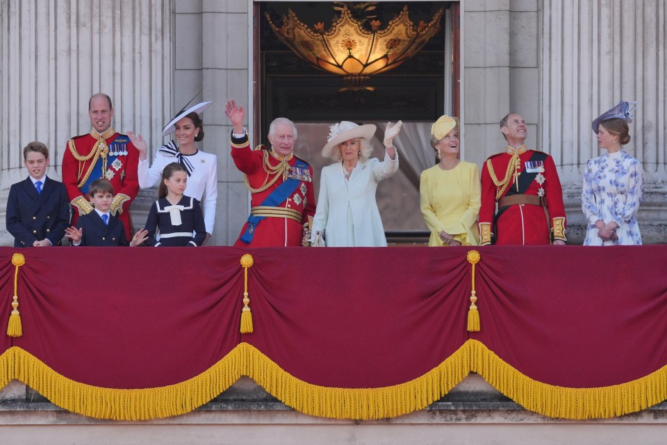 The royal family on the Buckingham Palace balcony.