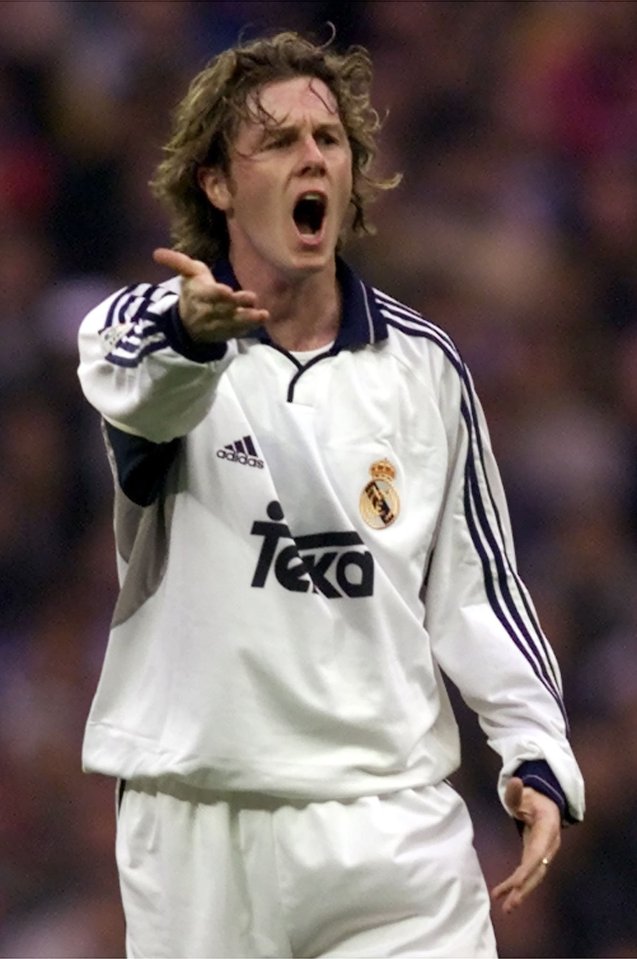 Steve McManaman of Real Madrid protesting a referee's call.