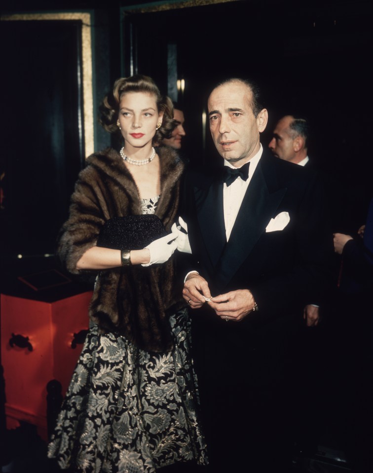 Lauren Bacall and Humphrey Bogart arriving together.