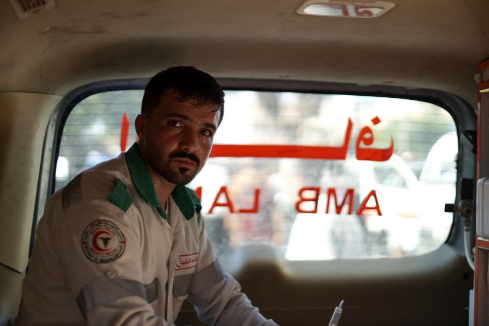 Paramedic in an ambulance.