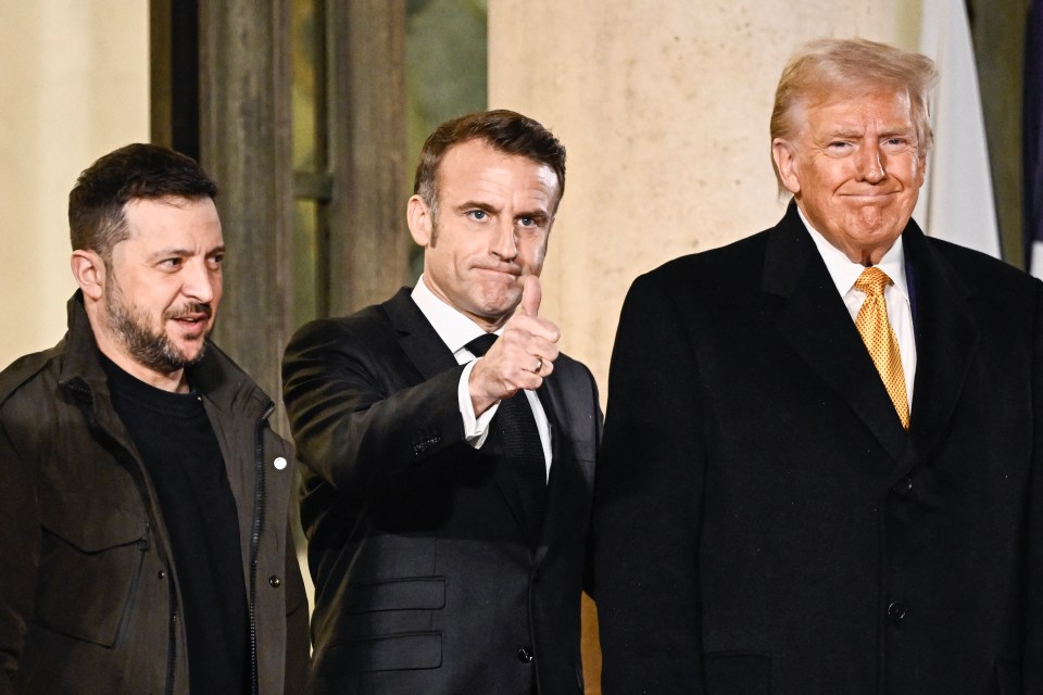 Macron, Trump, and Zelensky meeting in Paris.