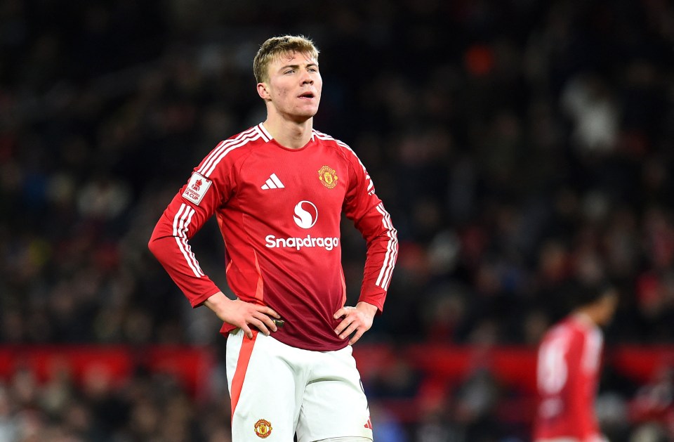 Rasmus Hojlund of Manchester United during a soccer match.