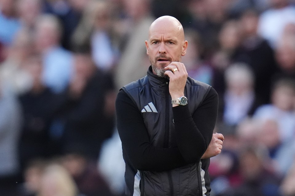 Erik ten Hag looking pensive.