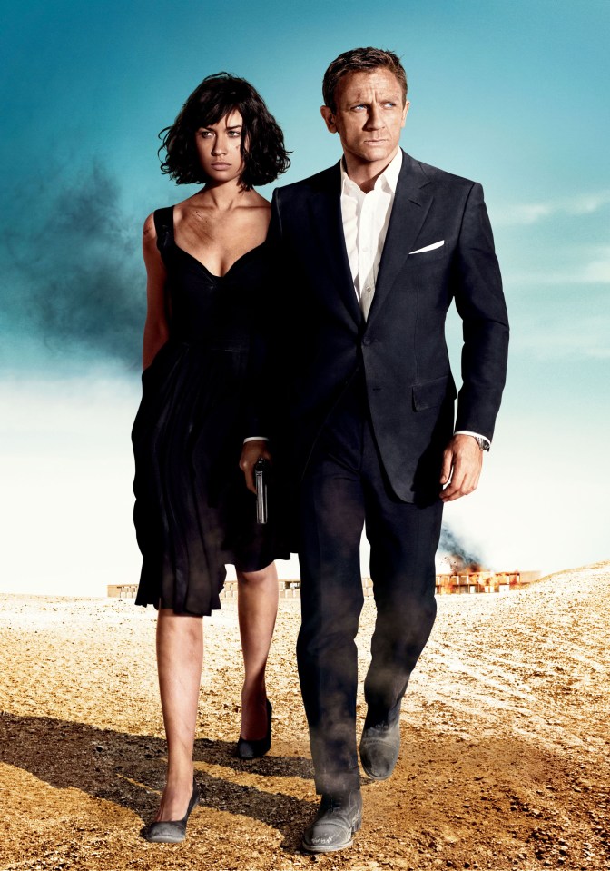 Scene still from Quantum of Solace, featuring Daniel Craig and Olga Kurylenko.