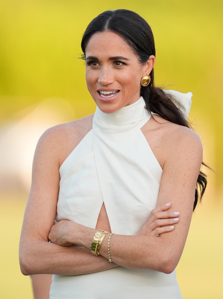 Meghan Markle at a polo match prize ceremony.
