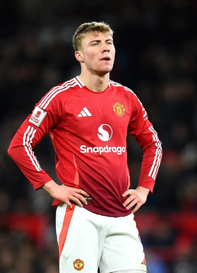 Rasmus Hojlund of Manchester United during a soccer match.