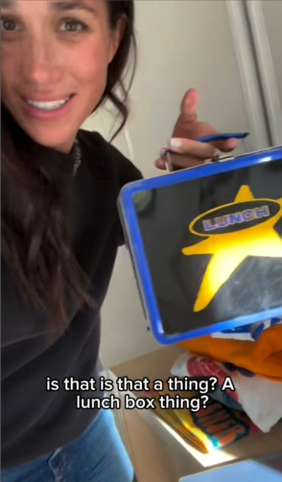 Screenshot of an Instagram post showing a woman holding up a lunchbox and asking, "Is that a thing? A lunchbox thing?"  The post also includes a message of support for wildfire victims.