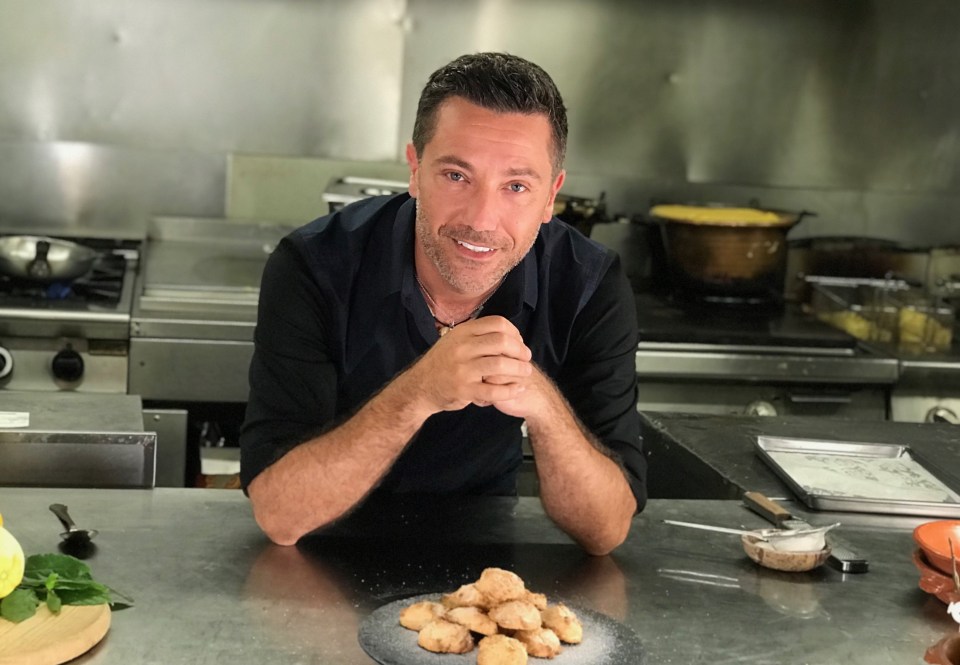 Gino D'Acampo with lemon biscuits on his TV show, Gino's Italian Express.