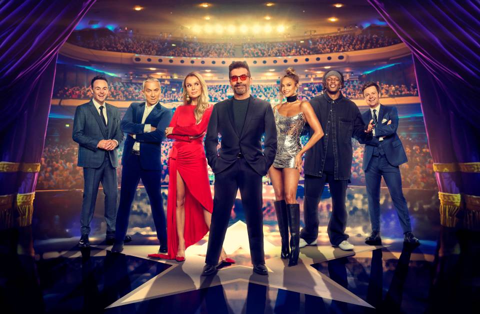 This image and the information contained herein is strictly embargoed until 21:00 Monday 17th Feb 2025..From Thames..Britainâs Got Talent: SR18 on ITV1 and ITVX..Pictured: Ant & Dec and Alesha Dixon, Amanda Holden, Simon Cowell, Bruno Tonioli, KSI..This photograph is (C) Thames and can only be reproduced for editorial purposes directly in connection with the programme or event mentioned above, or ITV plc. This photograph must not be manipulated [excluding basic cropping] in a manner which alters the visual appearance of the person photographed deemed detrimental or inappropriate by ITV plc Picture Desk. This photograph must not be syndicated to any other company, publication or website, or permanently archived, without the express written permission of ITV Picture Desk. Full Terms and conditions are available on the website www.itv.com/presscentre/itvpictures/terms..For further information please contact:.michael.taiwo1@itv.com