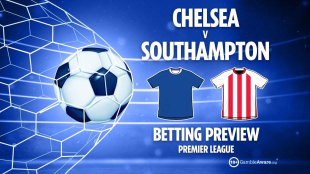 Illustration of a soccer ball in a goal, Chelsea vs Southampton betting preview, Premier League.