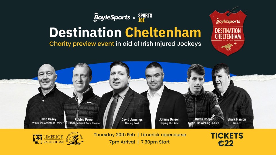 Collage of speakers at a Destination Cheltenham charity preview event.