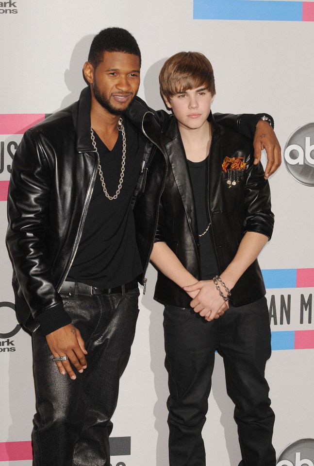 Usher and Justin Bieber at the American Music Awards.