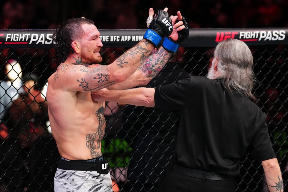 Austin Vanderford celebrates a TKO victory in a UFC Fight Night event.