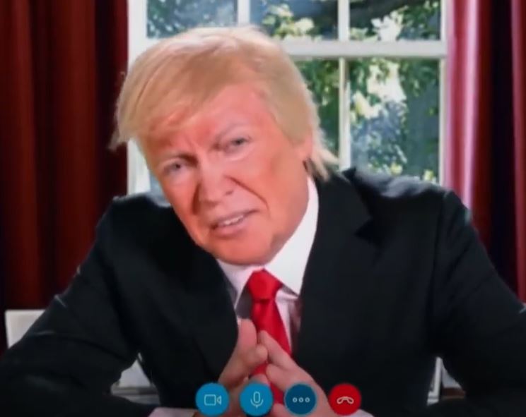 Donald Trump in a video call.