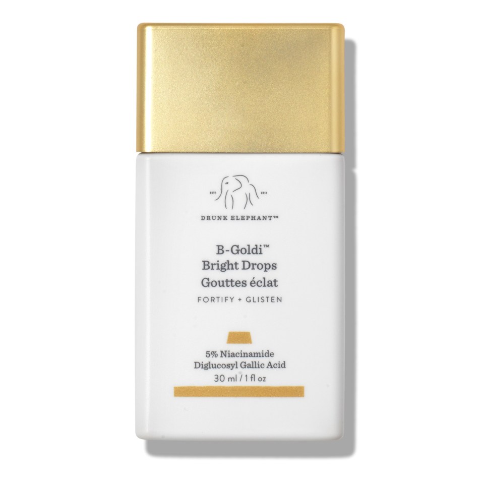 Drunk Elephant B-Goldi Bright Drops bottle.