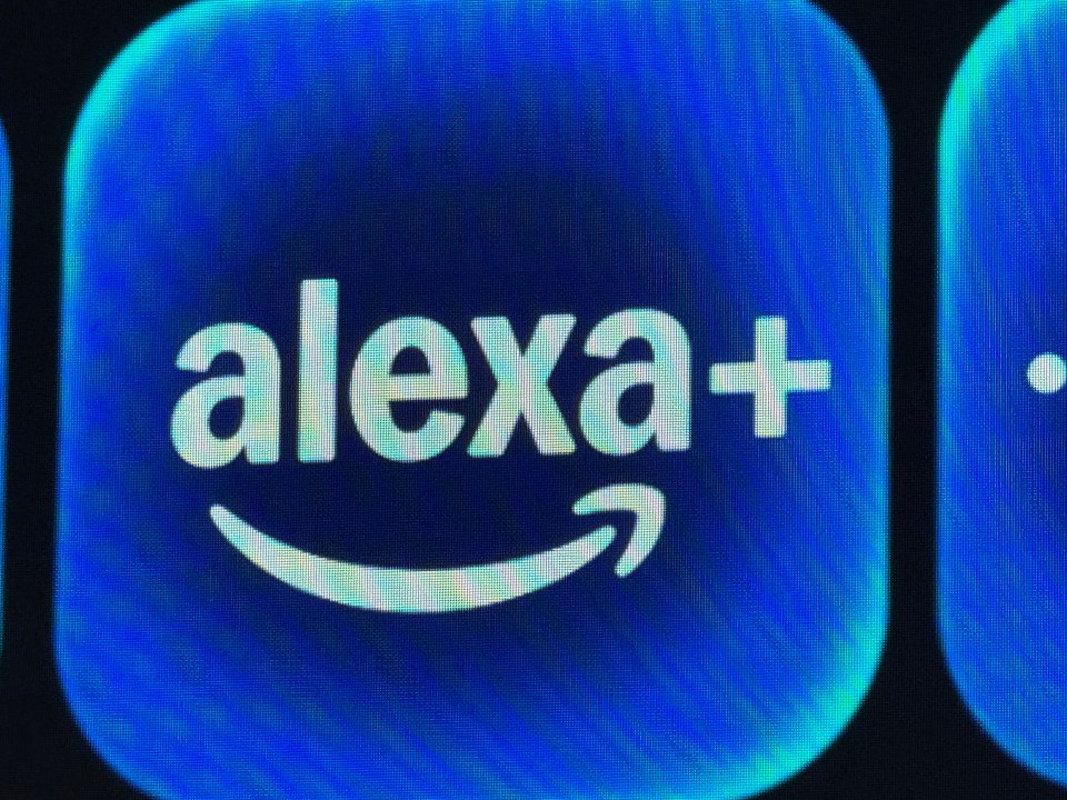 Alexa+ logo on a blue screen.