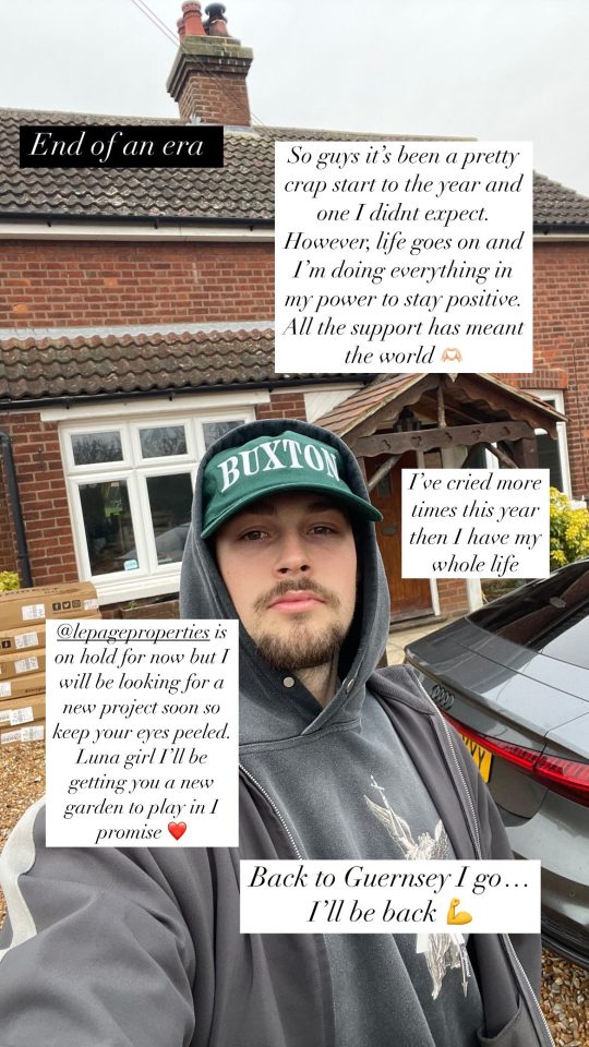 Man in front of house, reflecting on a difficult year.