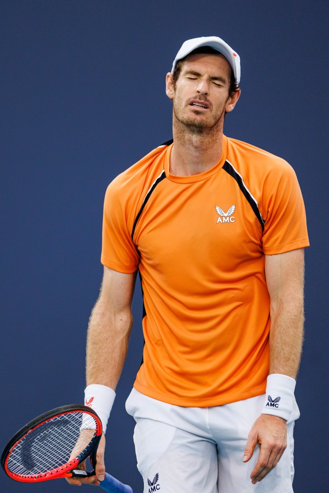 Andy Murray looking dejected during a tennis match.