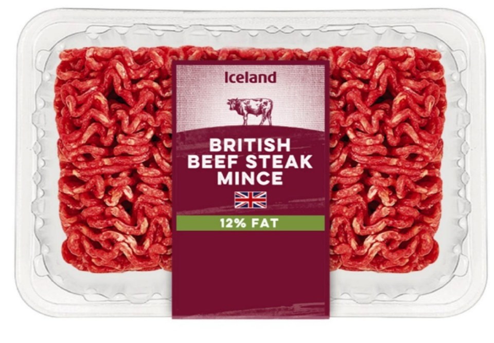 Iceland 12% fat British beef steak mince.