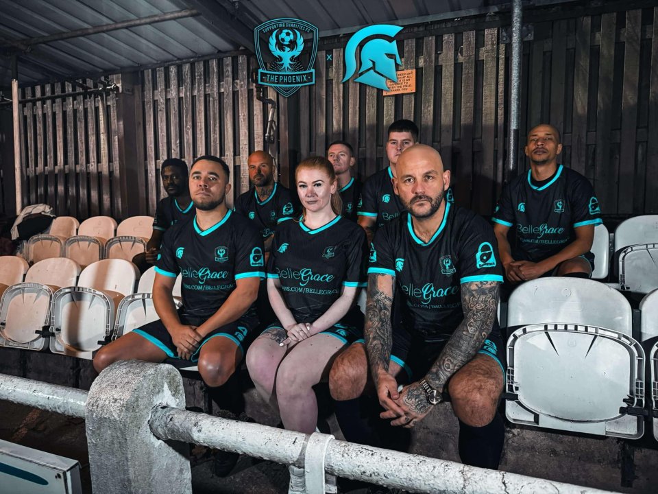 Bella Grace with the Supporting Charities FC football team.