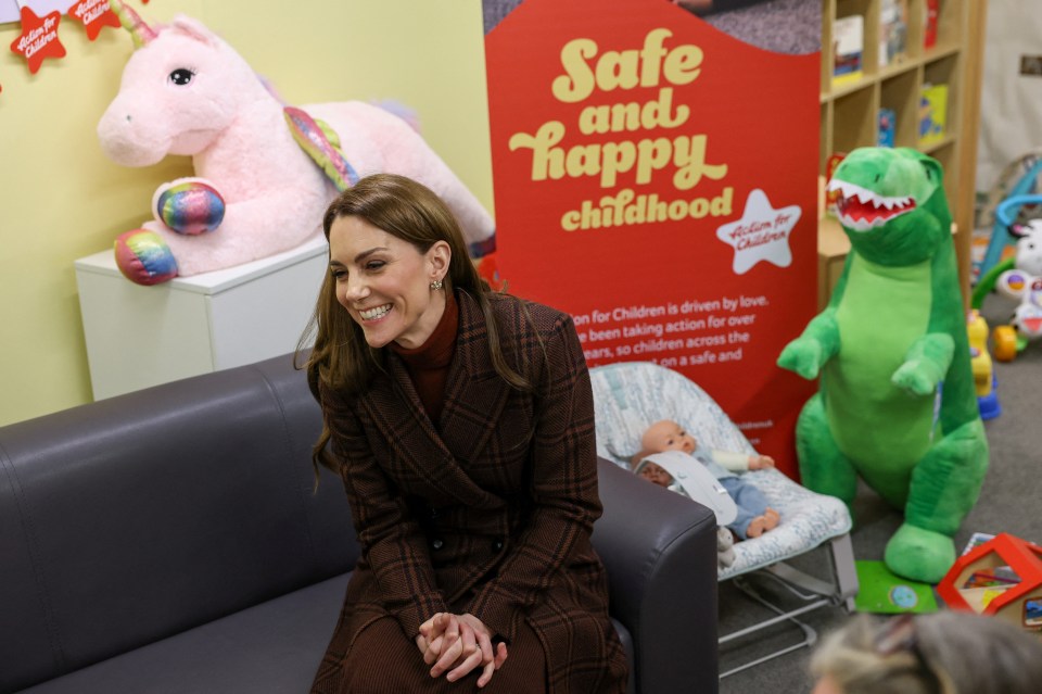 Catherine, Princess of Wales, visiting a mother and baby unit at a prison.