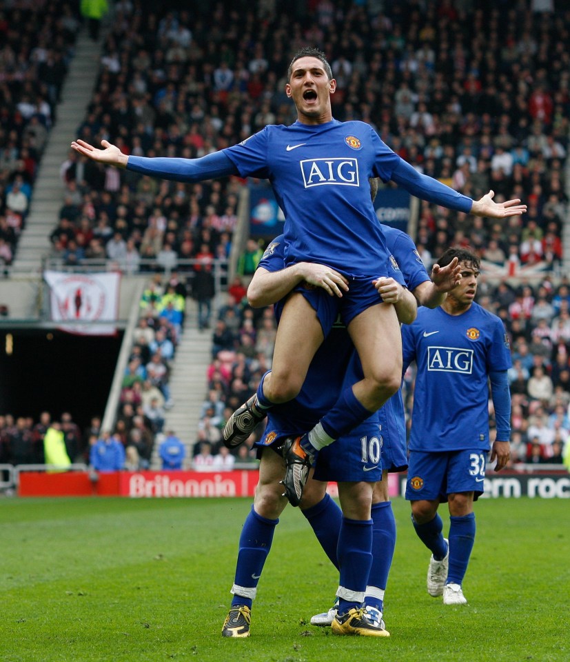Soccer player celebrating a goal.