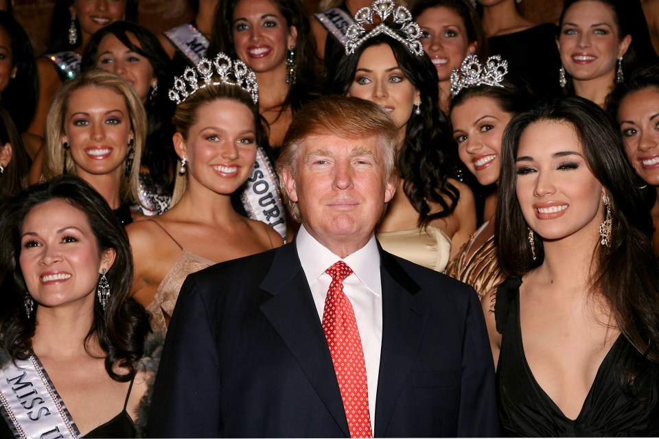 Donald Trump with Miss USA and Miss Universe contestants.