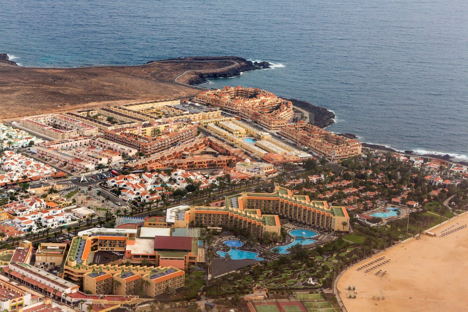 Aerial view of Caleta de Fuste resort.