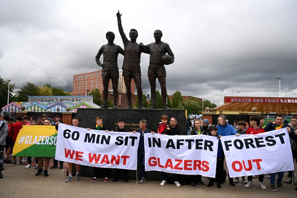 Manchester United fans protesting the Glazer ownership.